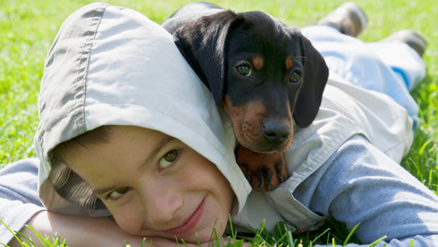 Un bambino e un cane